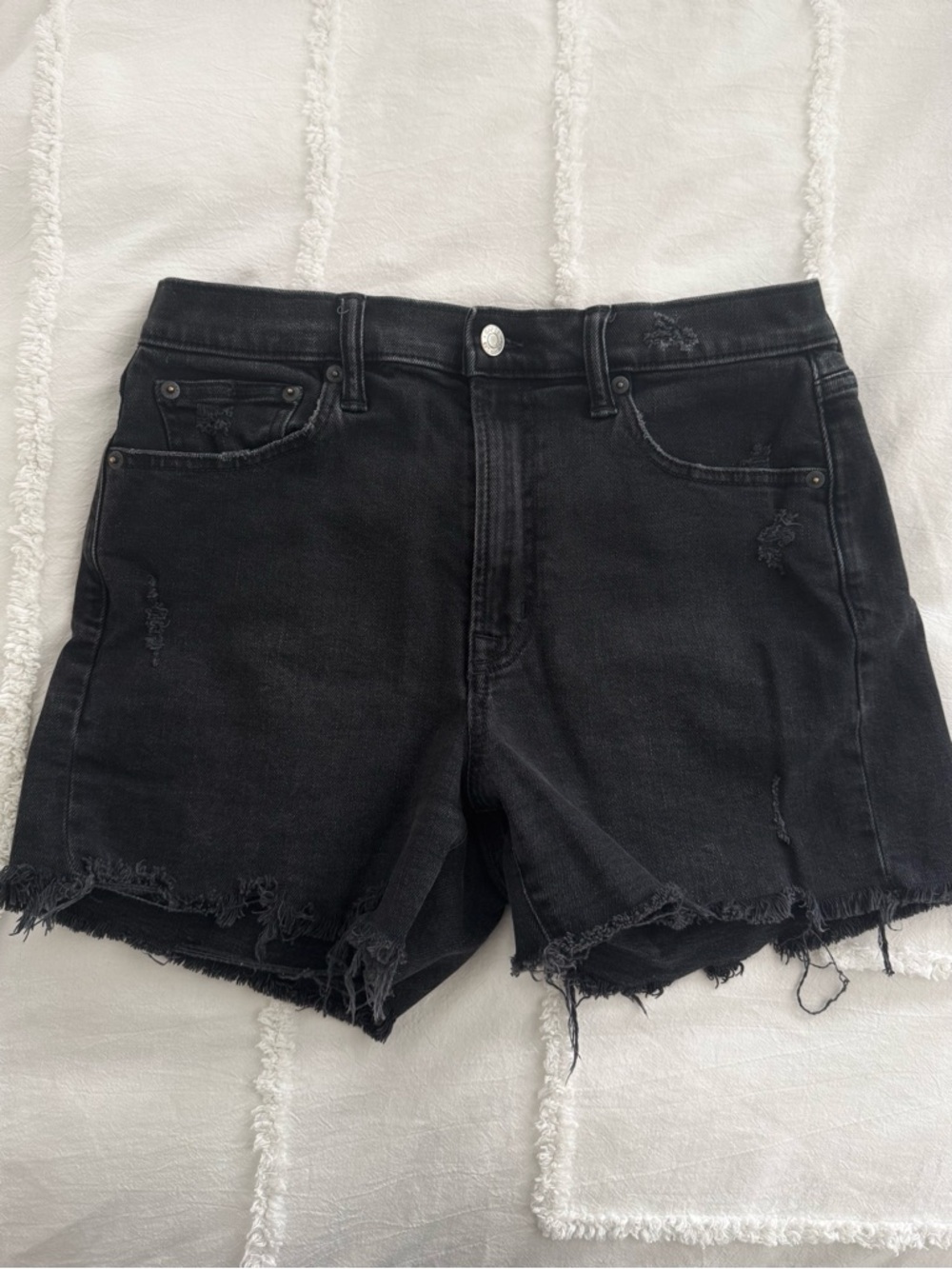 GAP Black Distressed Denim Shorts